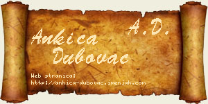 Ankica Dubovac vizit kartica